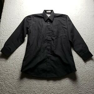 Daniel Ellissa Dress Shirt Mens 15.5 32/33 Black Solid Regular Fit Long Sleeve